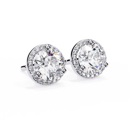 Tahani – Round-Cut Diamond Studs with Pavé Halo