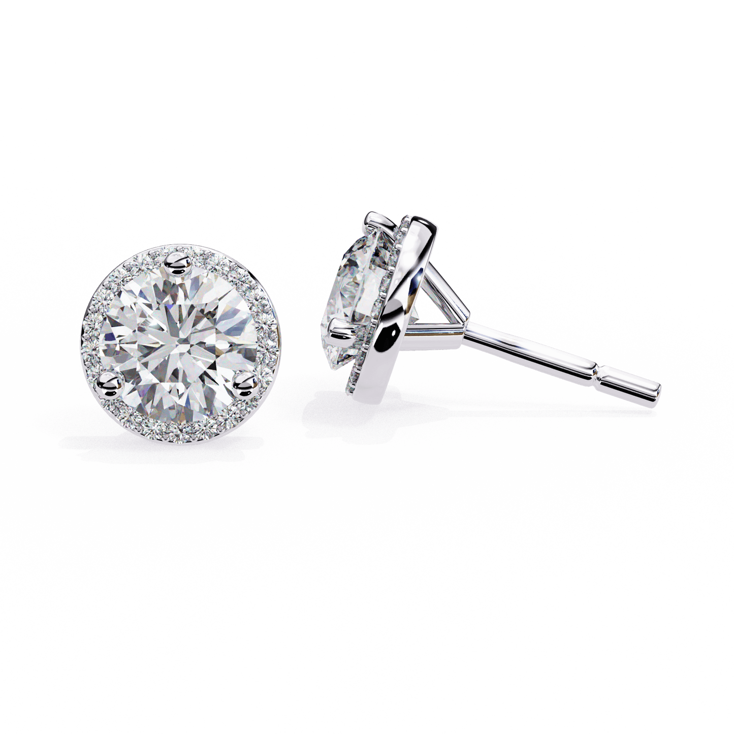 Tahani – Round-Cut Diamond Studs with Pavé Halo