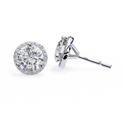 Tahani – Round-Cut Diamond Studs with Pavé Halo