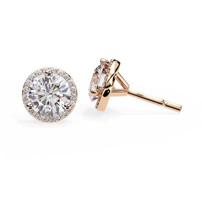 Tahani – Round-Cut Diamond Studs with Pavé Halo
