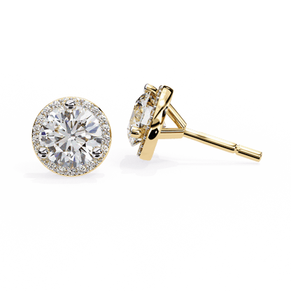 Tahani – Round-Cut Diamond Studs with Pavé Halo