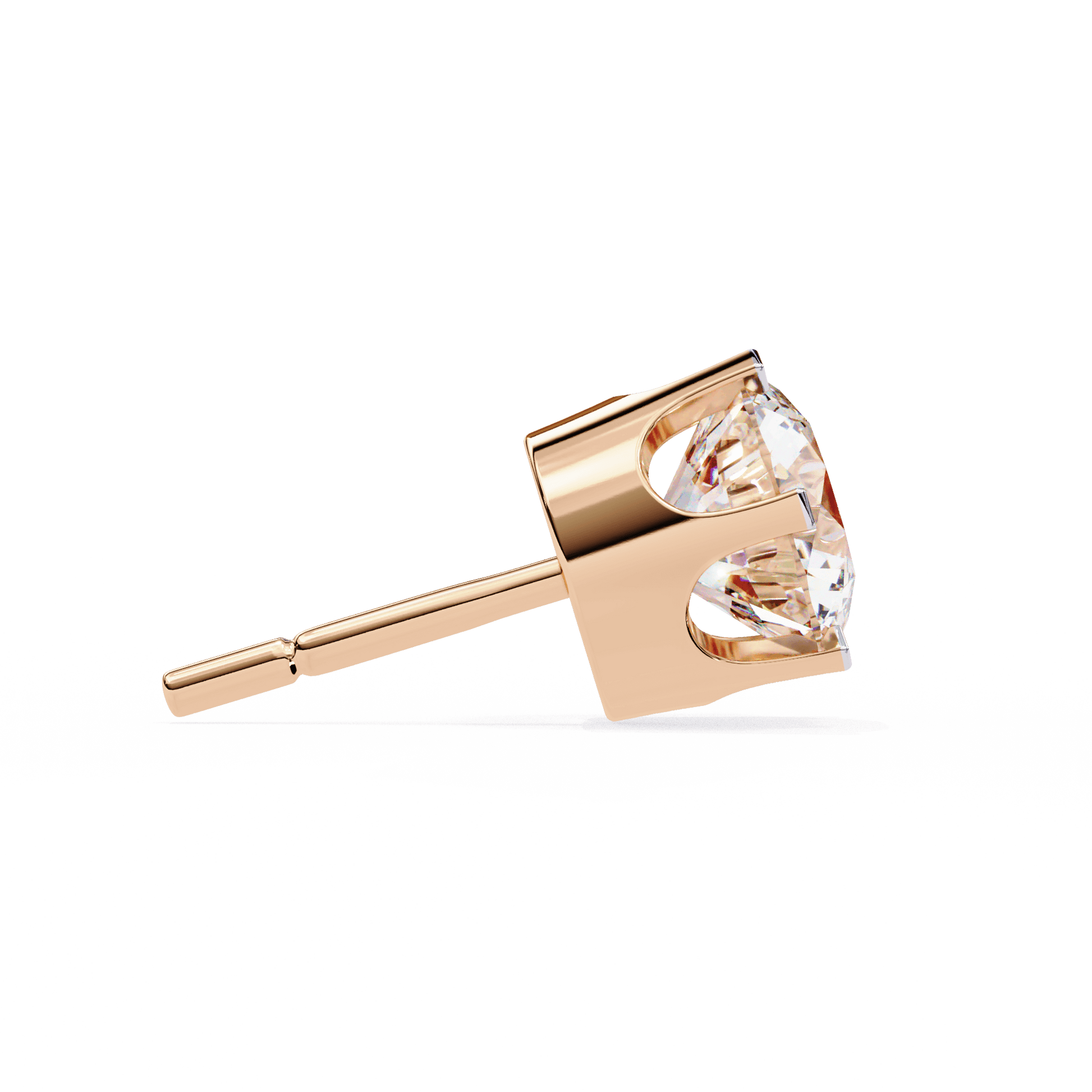 Carat House Dubai Freja classic 6-prong round diamond stud earrings, sparkling diamond jewelry on a white background.