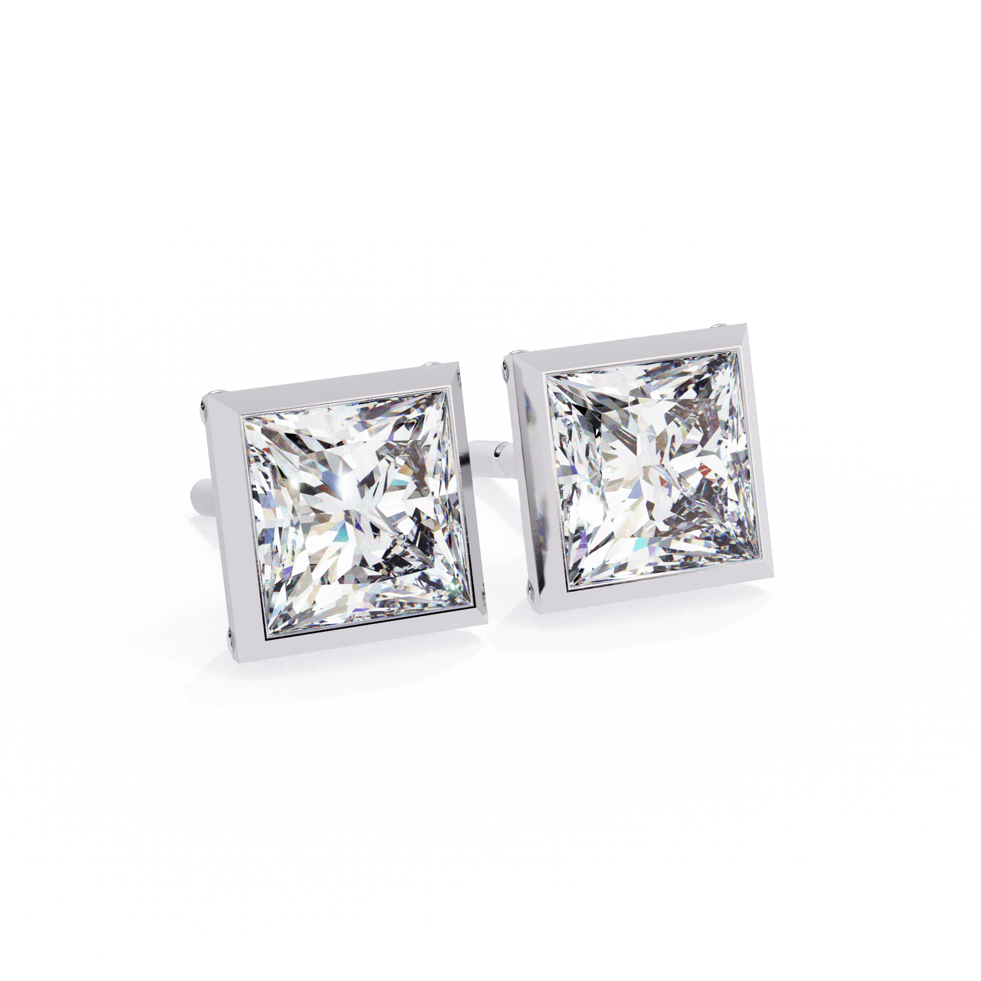 Alejandra bezel set princess stud earrings by Carat House Dubai, featuring sparkling gemstone and elegant design.
