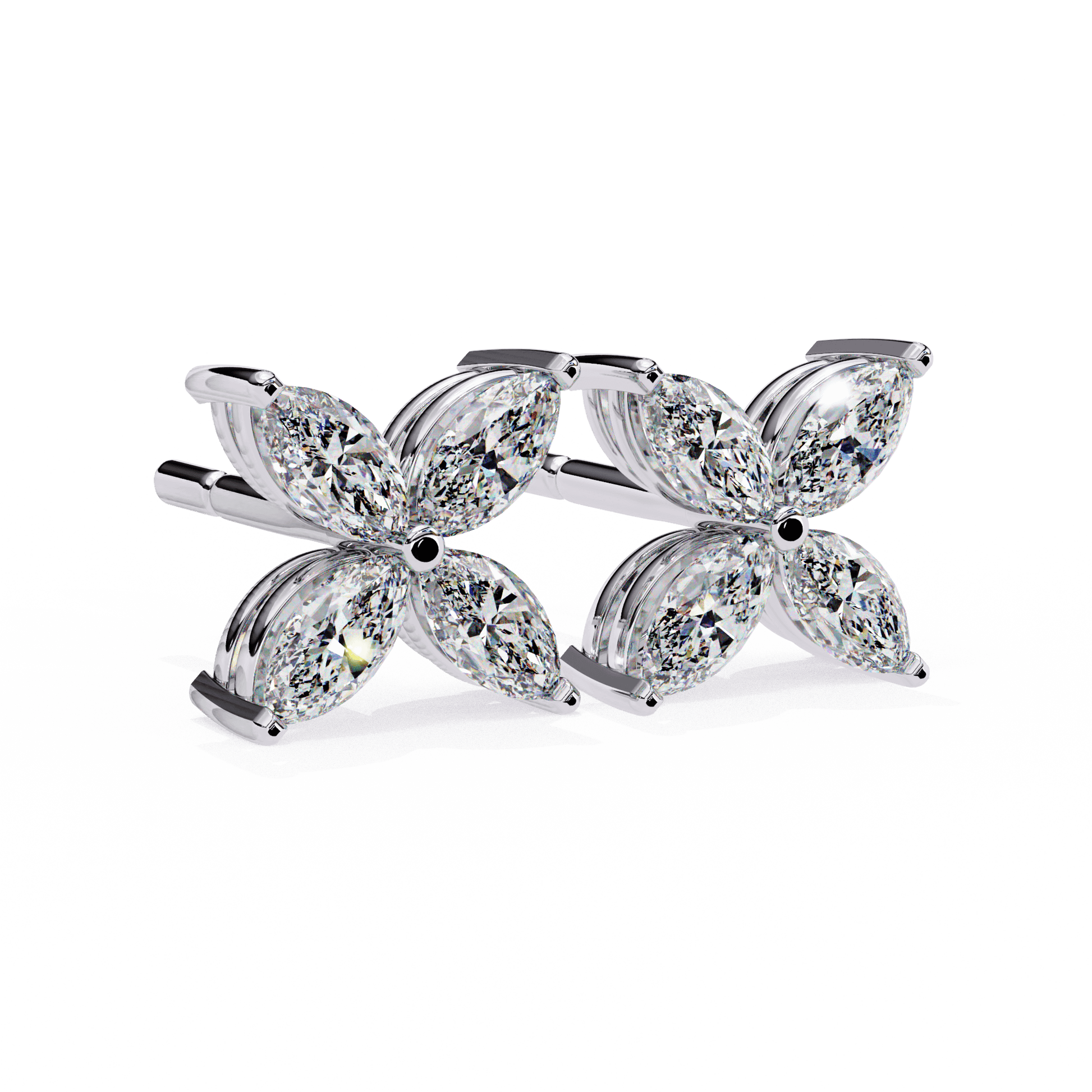 Zainab – Marquise Floral Stud Earrings — diamond stud earrings — lab grown diamond and natural diamond — 18k white gold and platinum — Carat House
