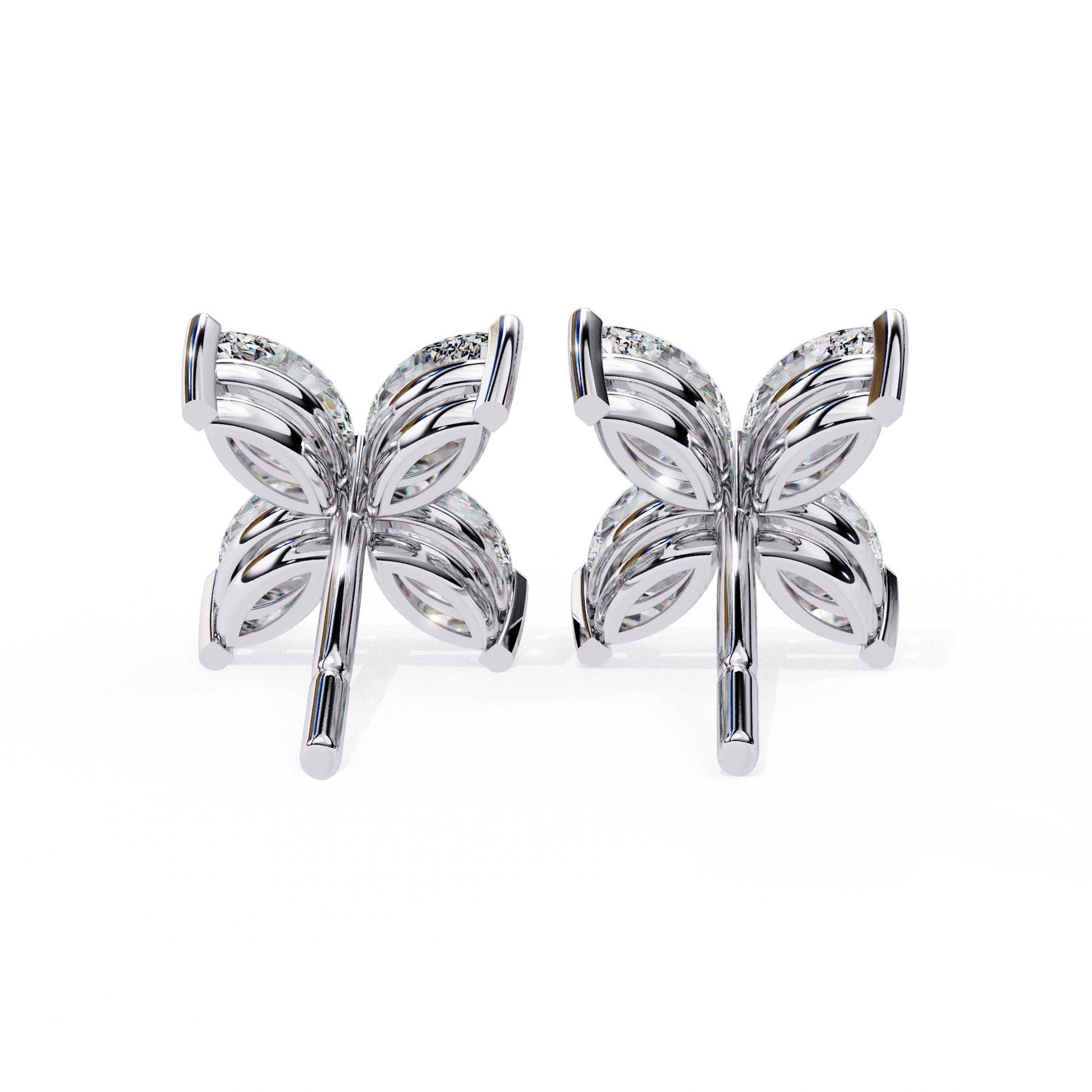 Carat House Dubai Zainab Marquise Floral Stud Earrings with intricate floral design and marquise-shaped gemstones.