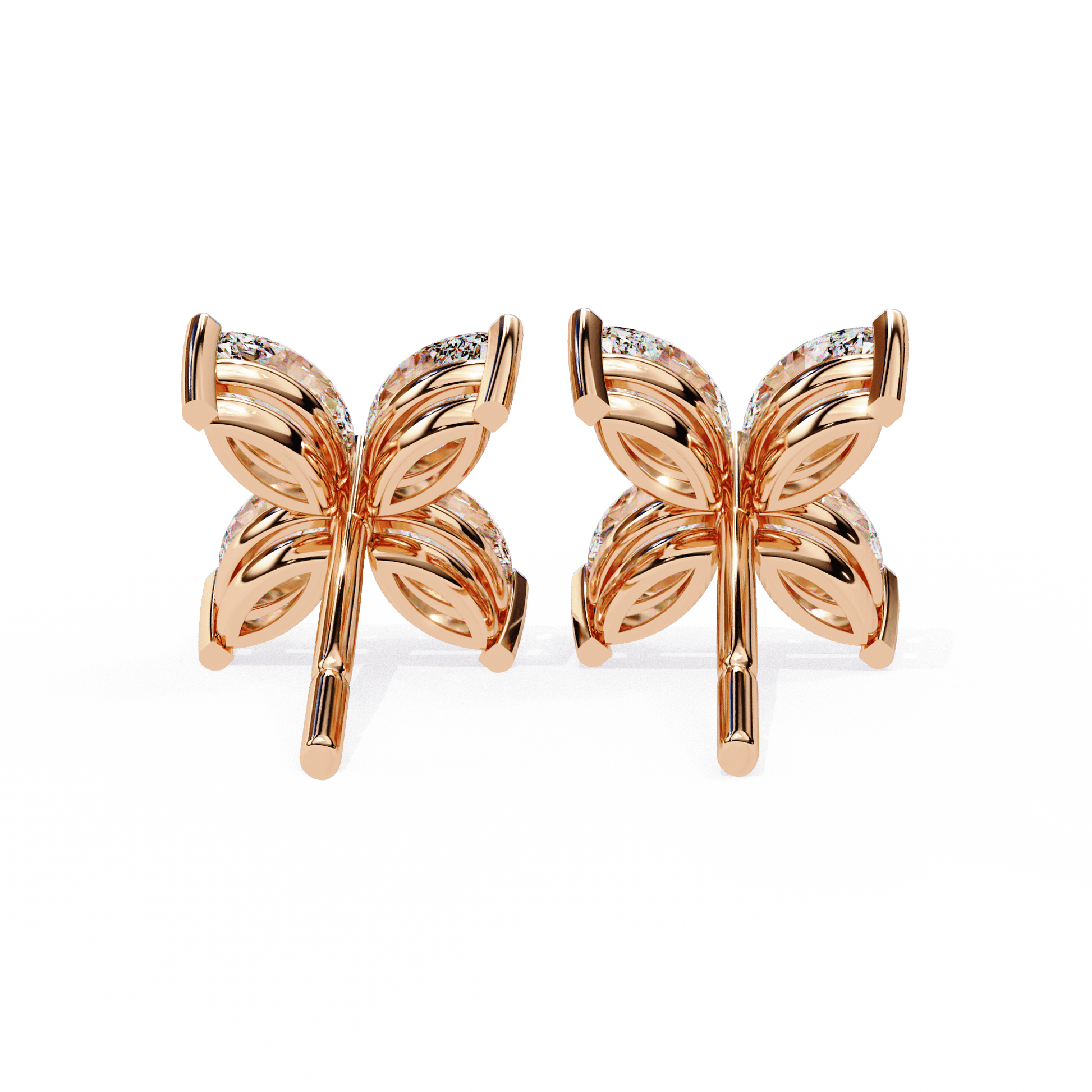 Zainab Marquise floral stud earrings by Carat House Dubai featuring elegant marquise-shaped floral design in silver.