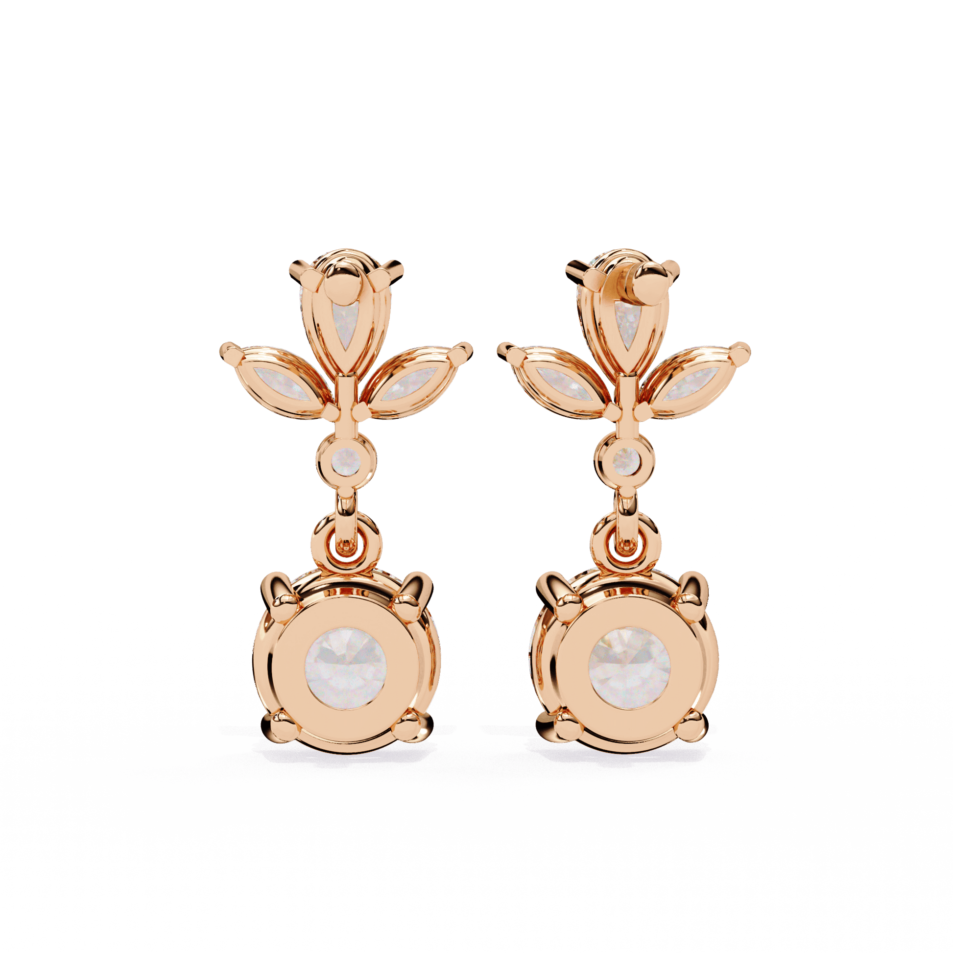 Nicoletta floral diamond drop earrings by Carat House Dubai featuring intricate floral design and sparkling diamond accents.