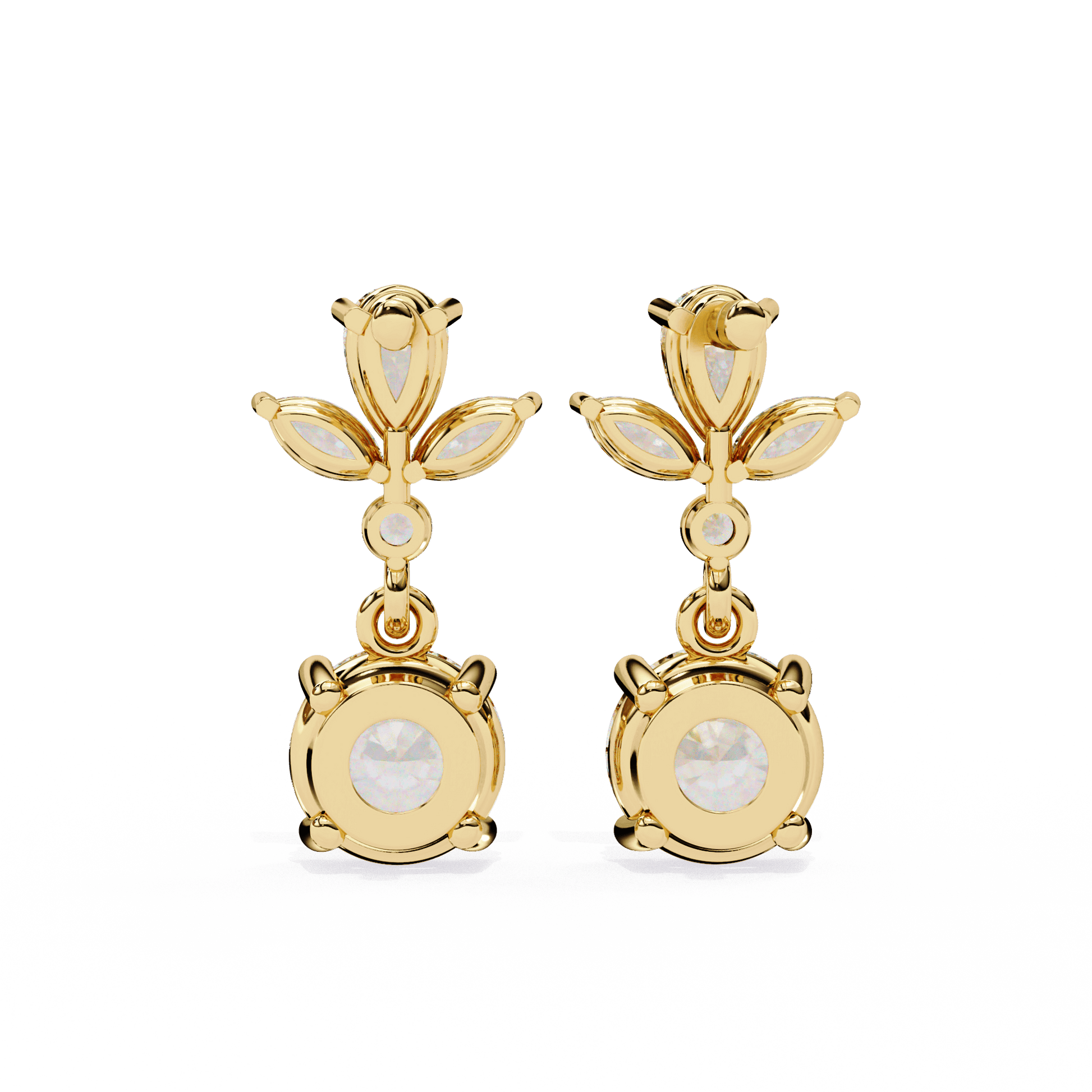 Nicoletta floral diamond drop earrings by Carat House Dubai with intricate floral design and sparkling diamonds.