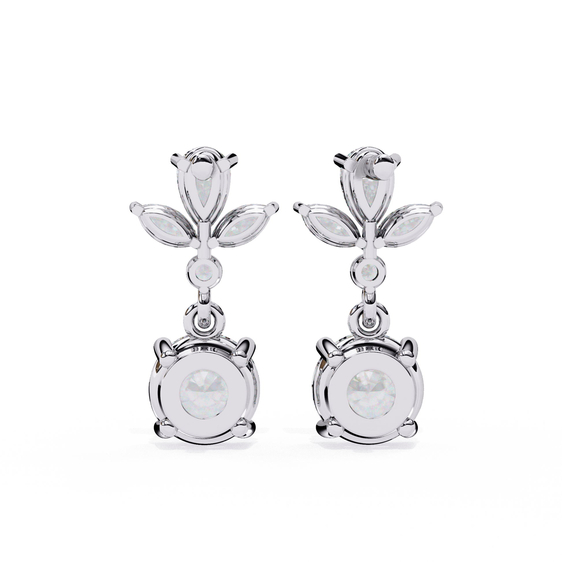 Nicoletta floral diamond drop earrings by Carat House Dubai featuring sparkling diamonds and intricate floral design.