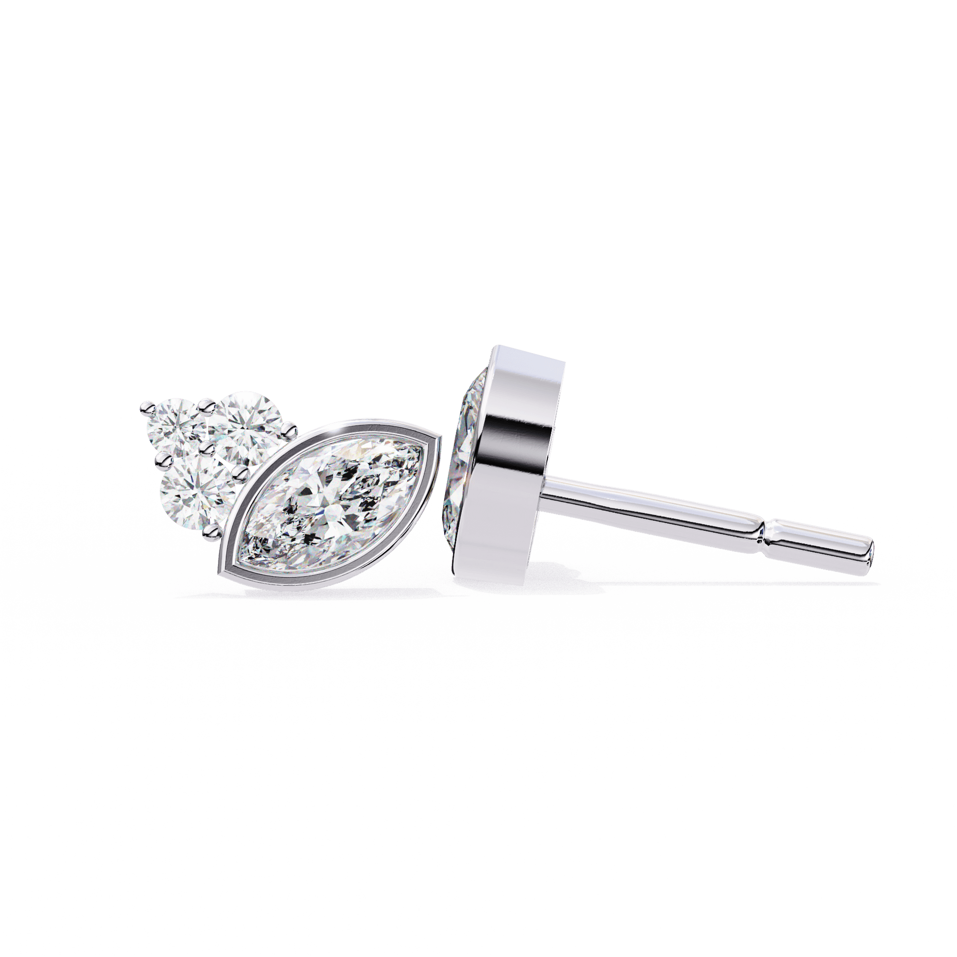 Shari Carat House Dubai diamond studs with marquise and round cut diamonds, elegant jewelry for special occasions.