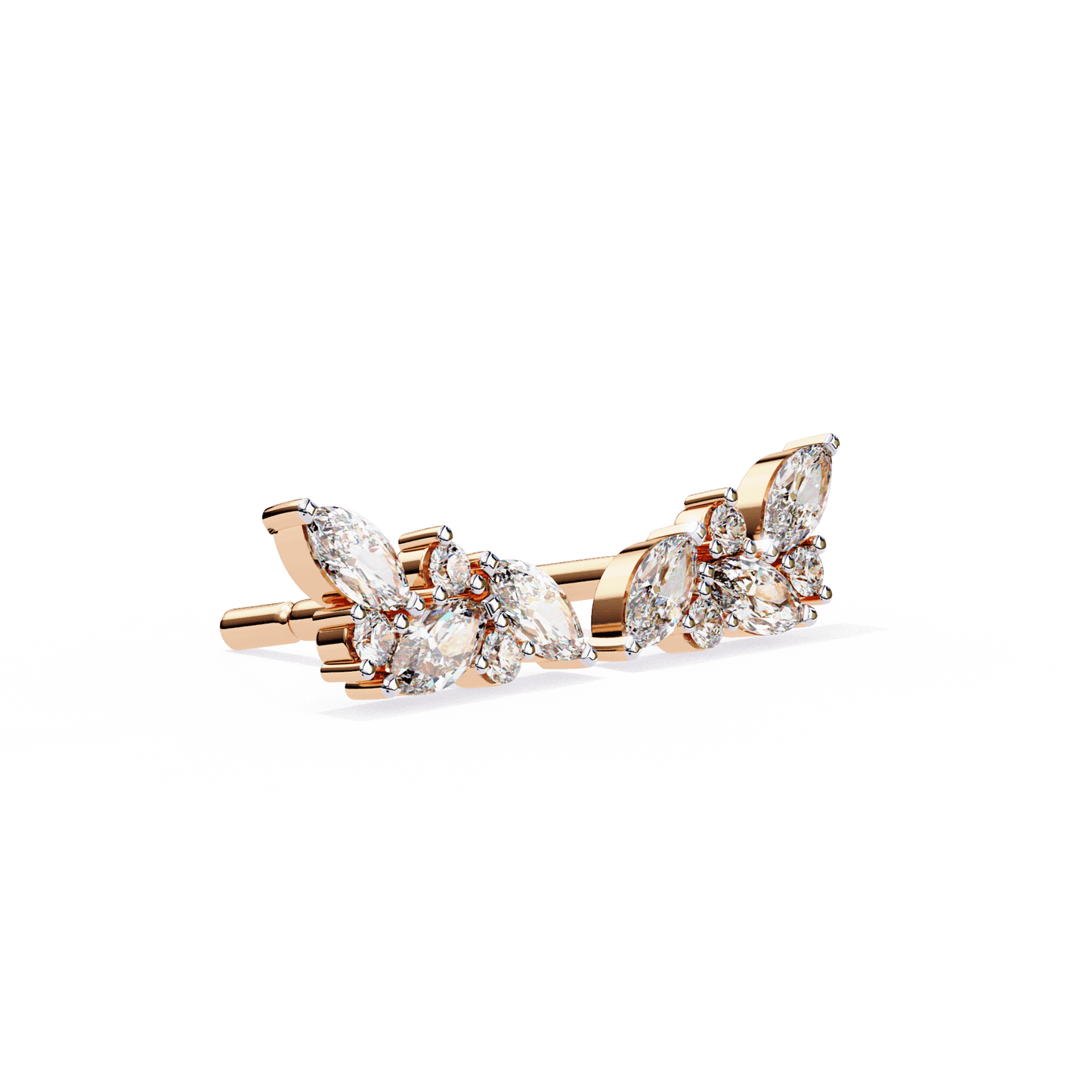 Sakina – Marquise and Round Diamond Feather Studs