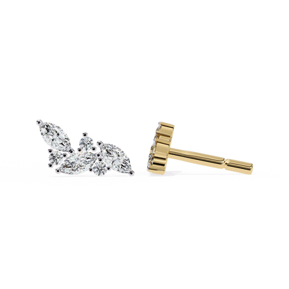 Sakina – Marquise and Round Diamond Feather Studs