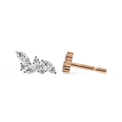Sakina – Marquise and Round Diamond Feather Studs