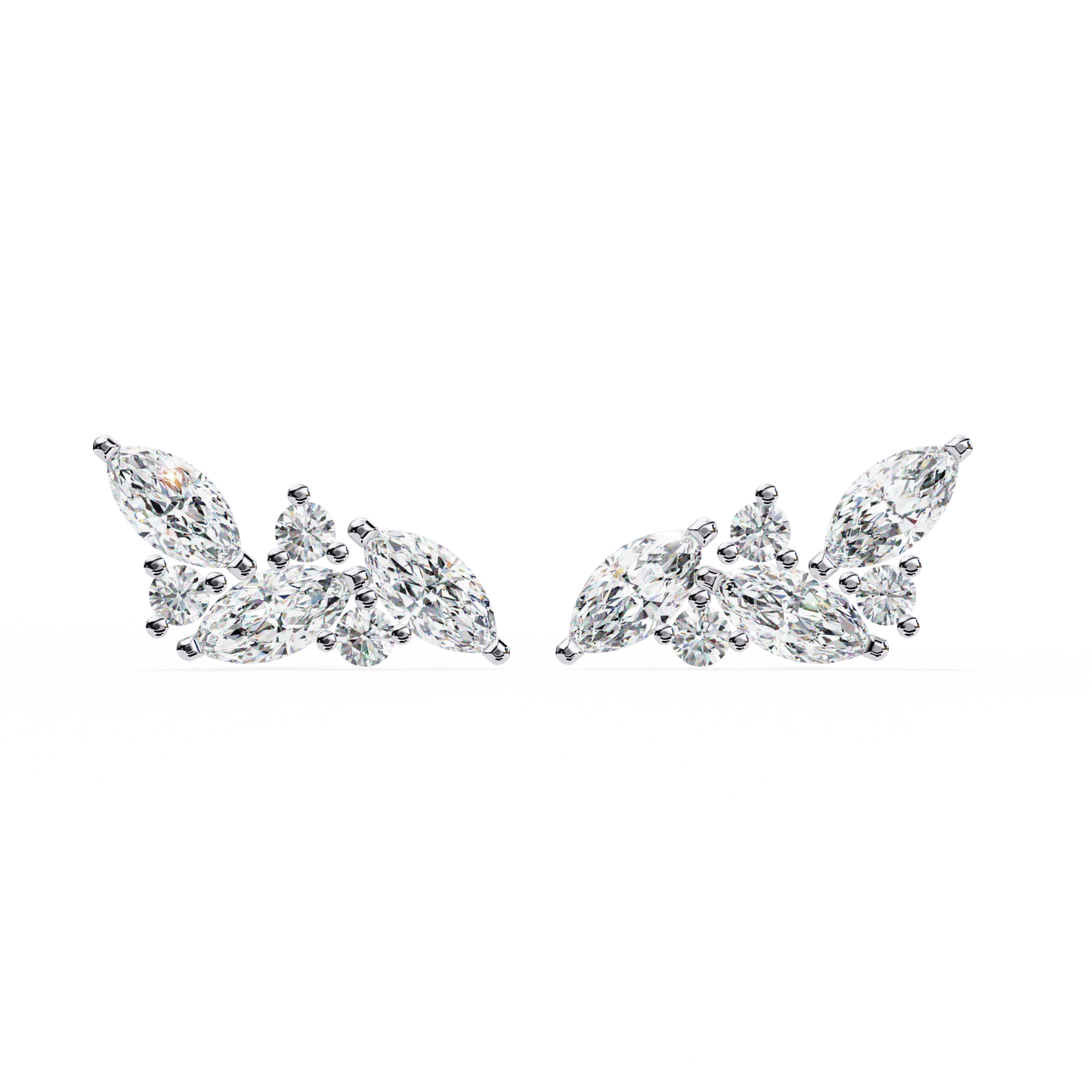 Sakina – Marquise and Round Diamond Feather Studs