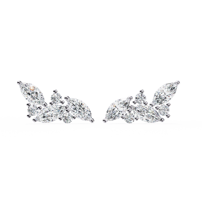 Sakina – Marquise and Round Diamond Feather Studs