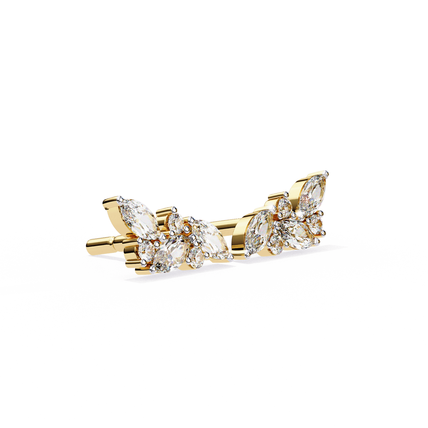 Sakina – Marquise and Round Diamond Feather Studs