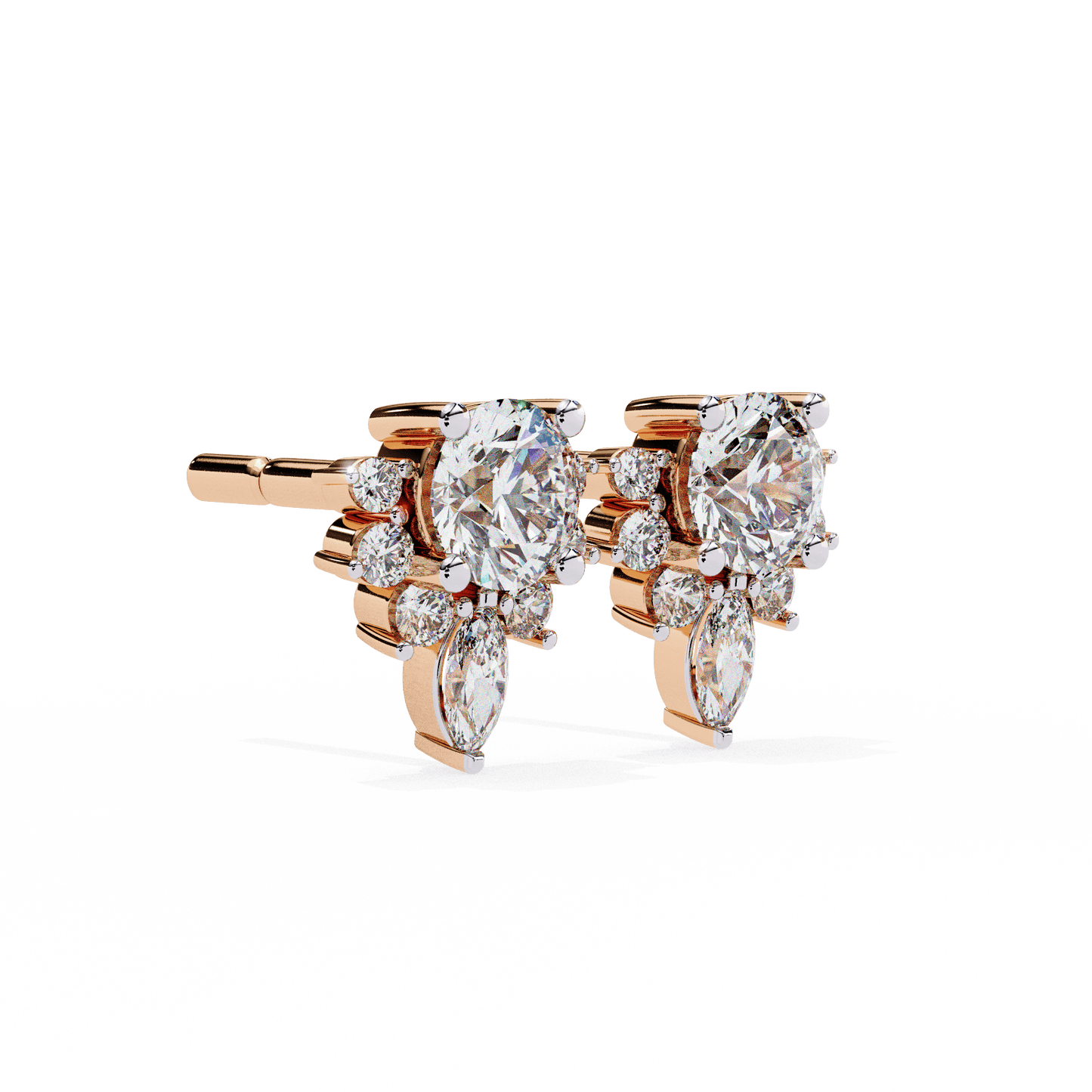 Savannah– Marquise Half Halo Studs
