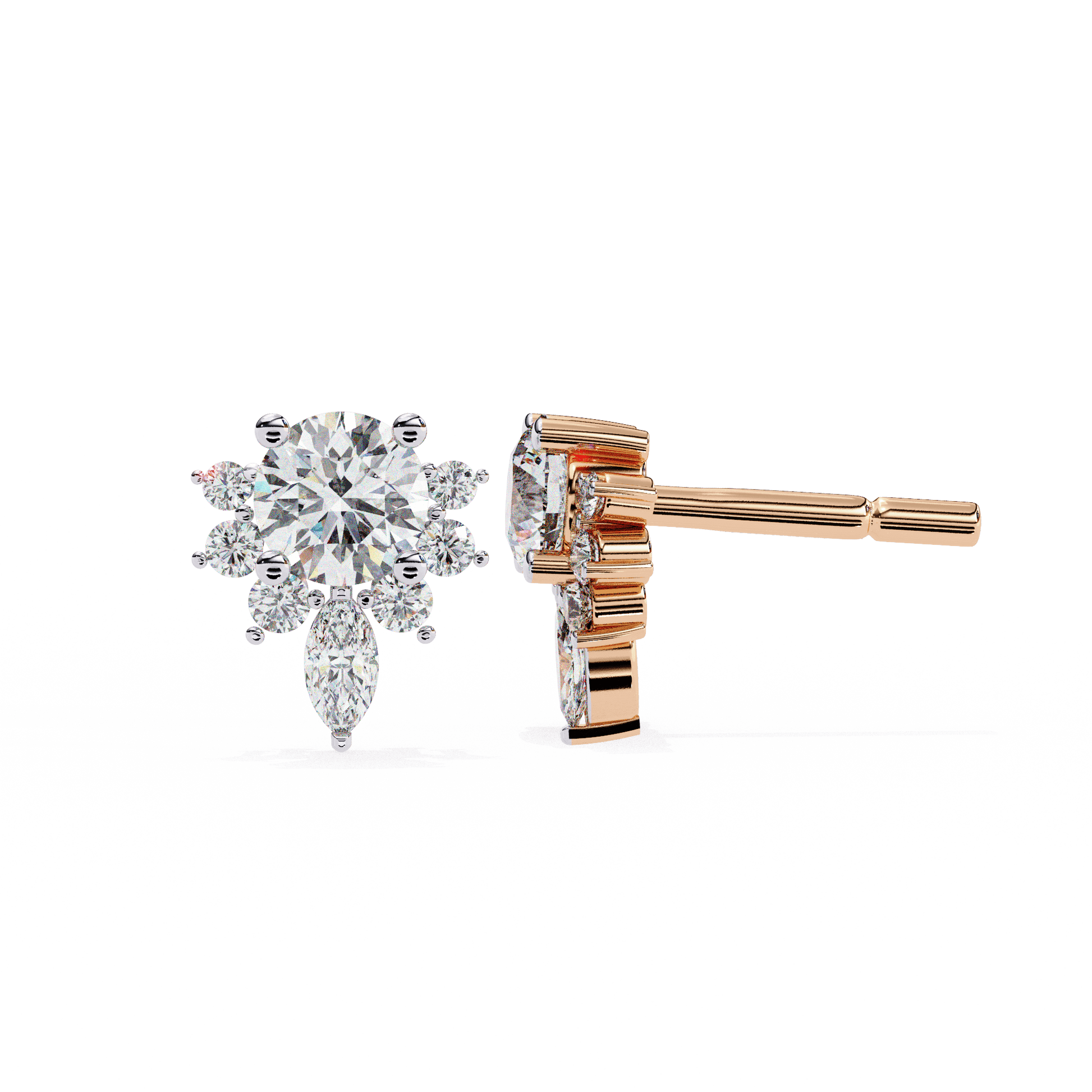 Carat House Dubai Savannah Marquise Half Halo Stud Earrings featuring marquise-cut gemstones and elegant halo design.