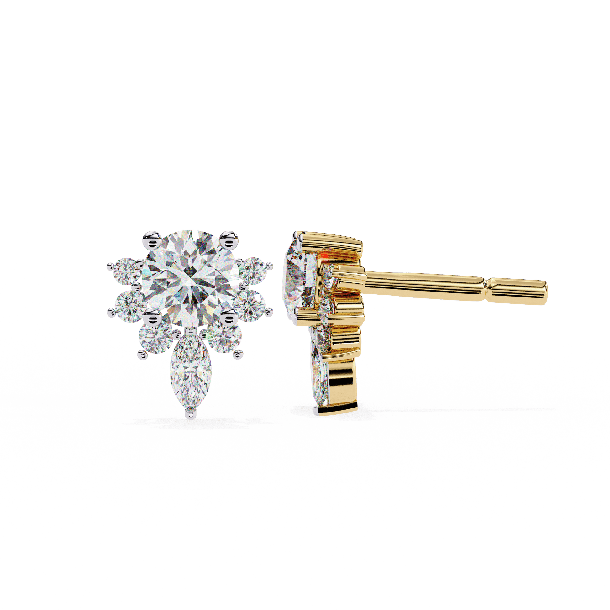 Carat House Dubai Savannah– Marquise Half Halo Stud Earrings featuring marquise-cut gemstones and elegant design.