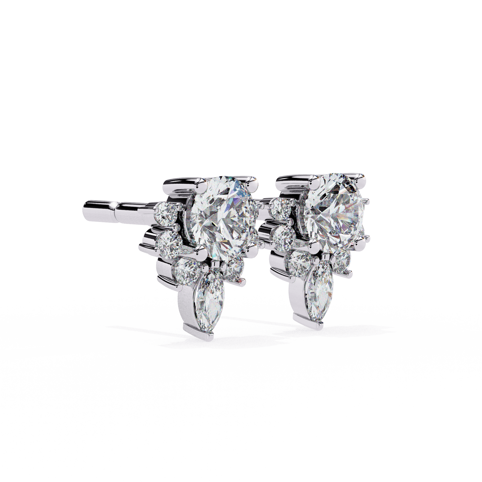 Savannah– Marquise Half Halo Studs — diamond stud earrings — lab grown diamond — 18k white gold and platinum — Carat House