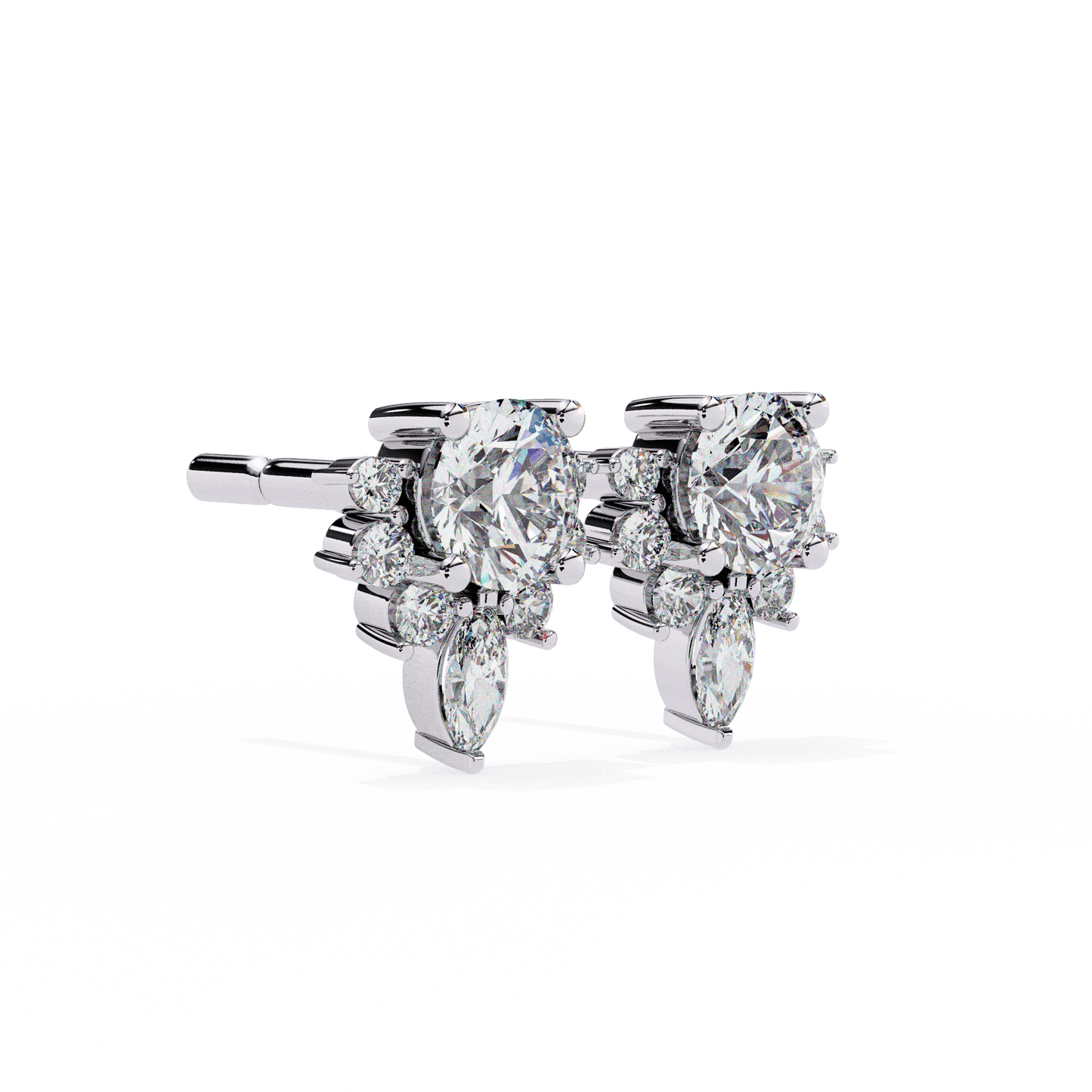 Savannah– Marquise Half Halo Studs