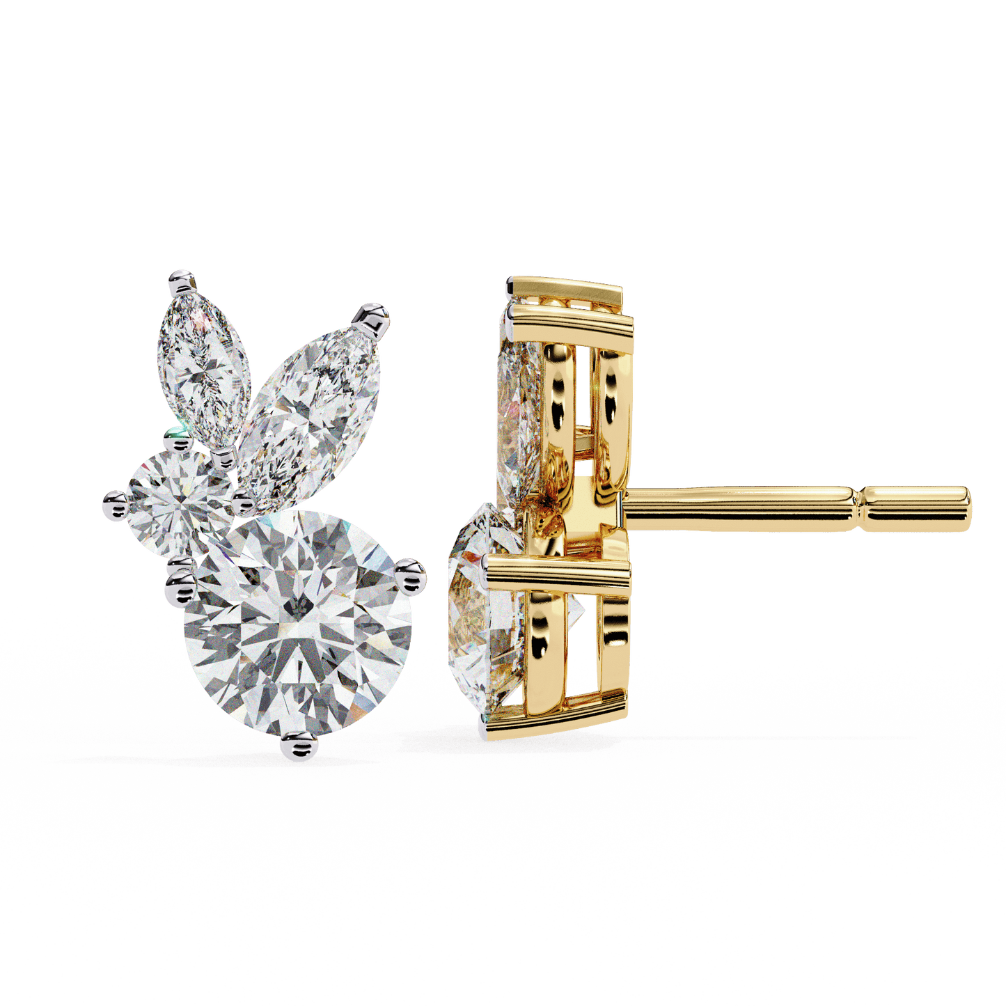 Saria – Marquise and Round Diamond Studs