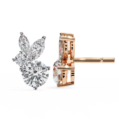 Saria – Marquise and Round Diamond Studs