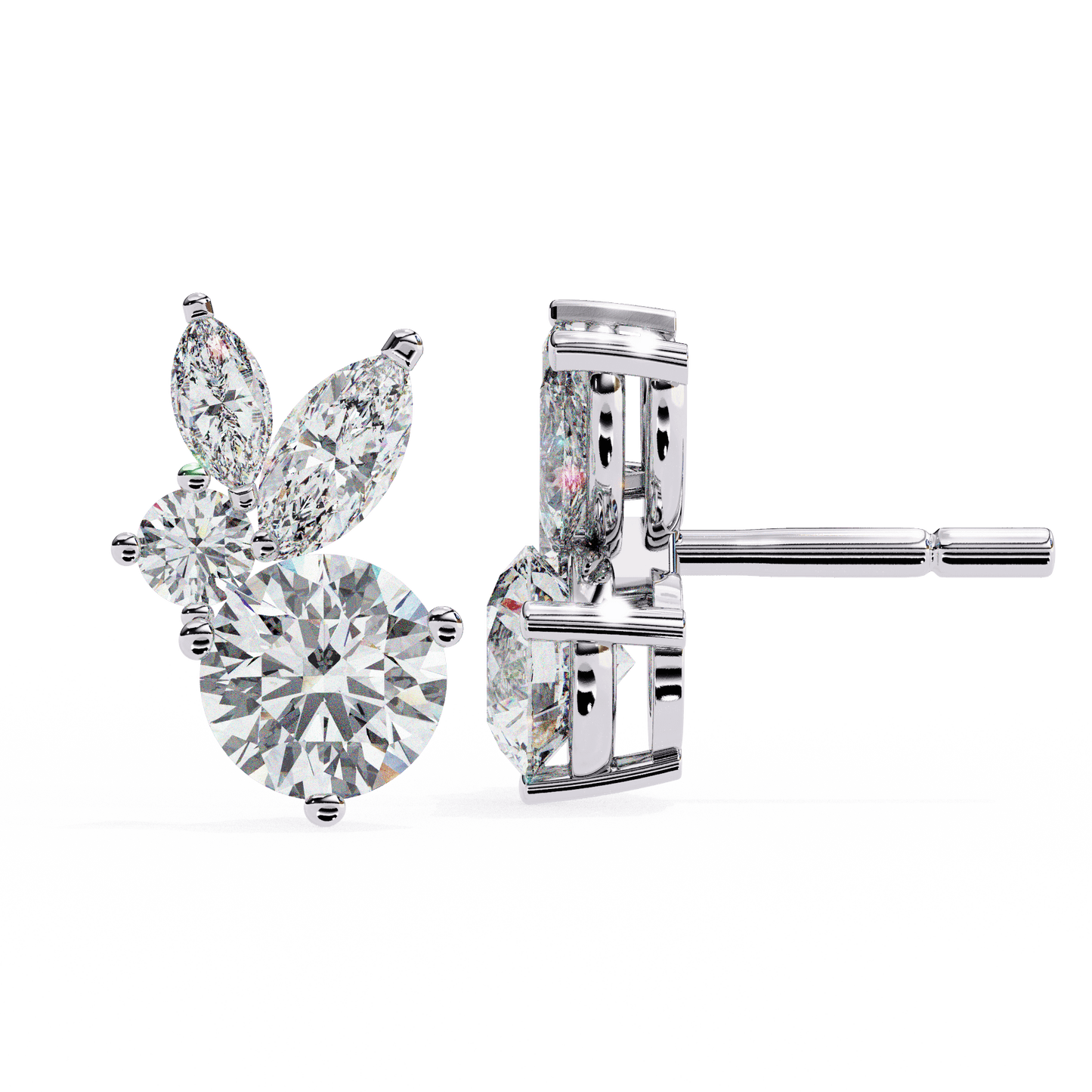 Saria – Marquise and Round Diamond Studs