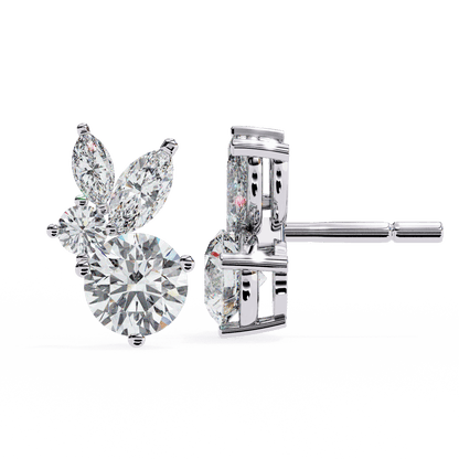 Saria – Marquise and Round Diamond Studs