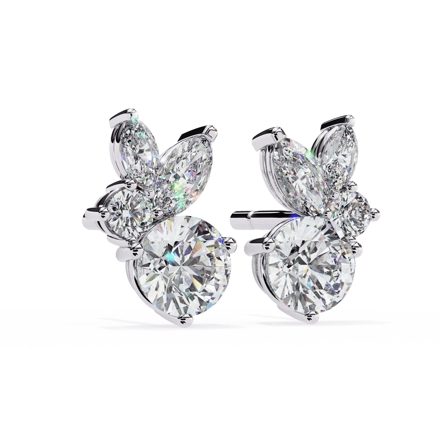 Saria – Marquise and Round Diamond Studs