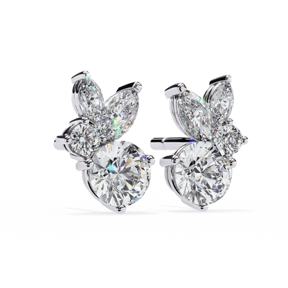 Saria – Marquise and Round Diamond Studs