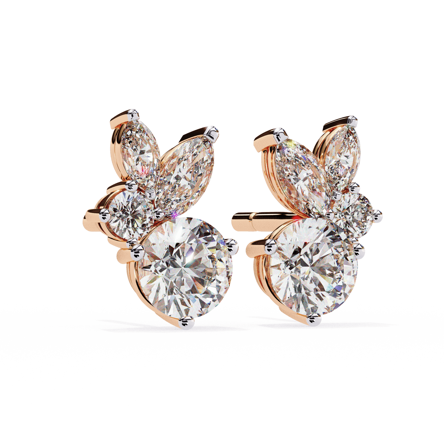 Saria – Marquise and Round Diamond Studs