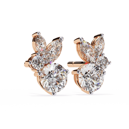 Saria – Marquise and Round Diamond Studs