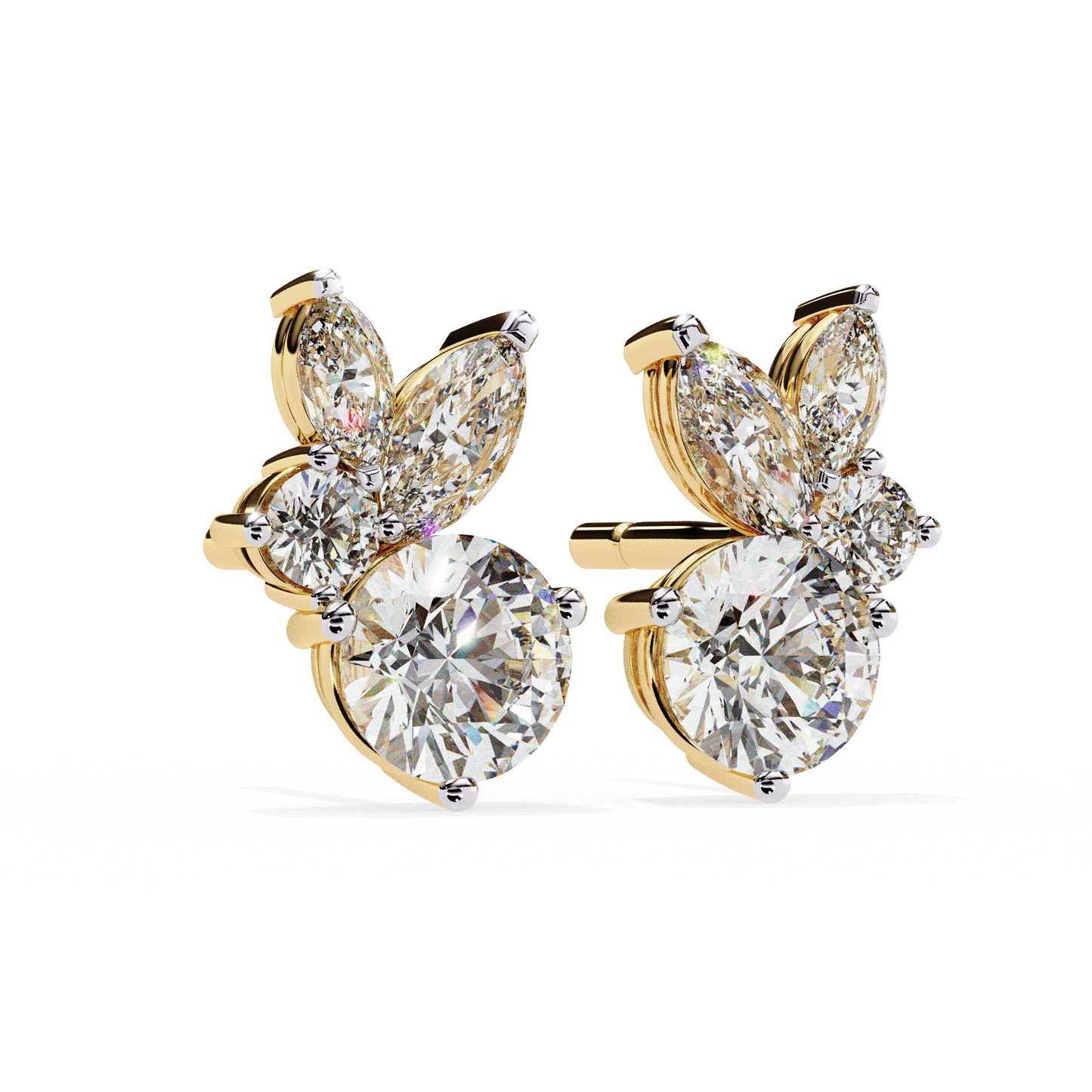 Saria – Marquise and Round Diamond Studs