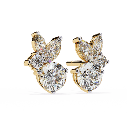 Saria – Marquise and Round Diamond Studs