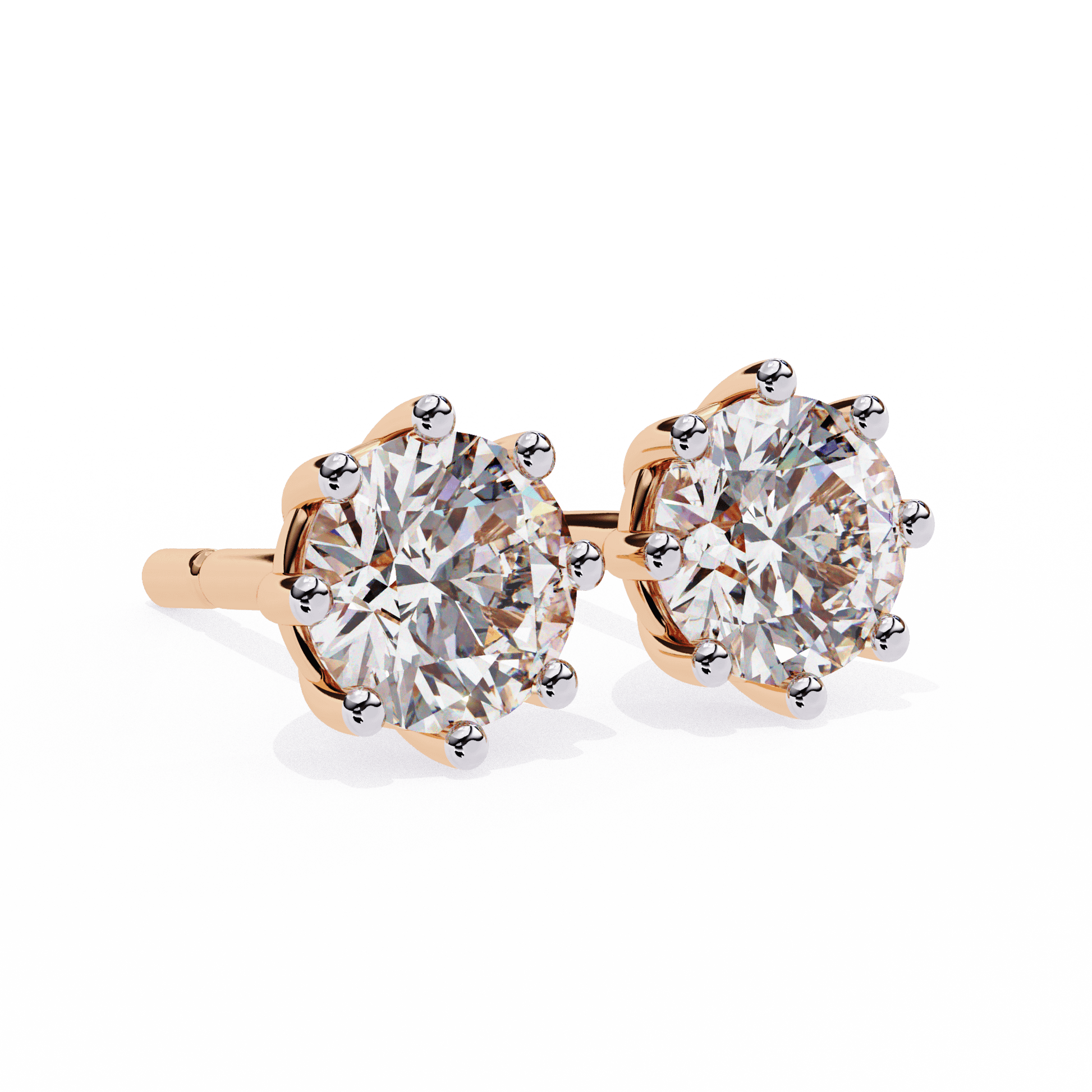 Silver Angie eight-prong stud earring by Carat House Dubai, featuring a sleek design and secure prong setting.