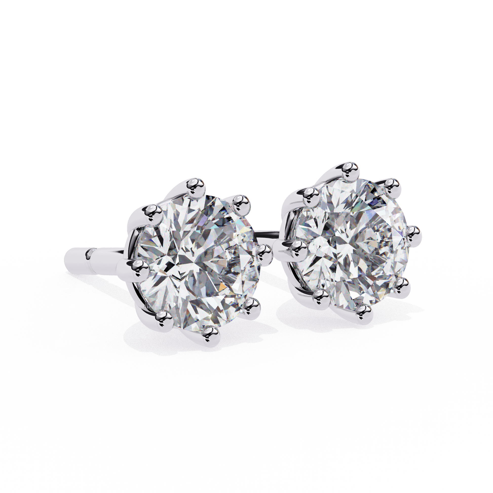 Angelina eight-prong stud earring by Carat House Dubai featuring a sparkling gemstone set in a sleek gold prong setting.