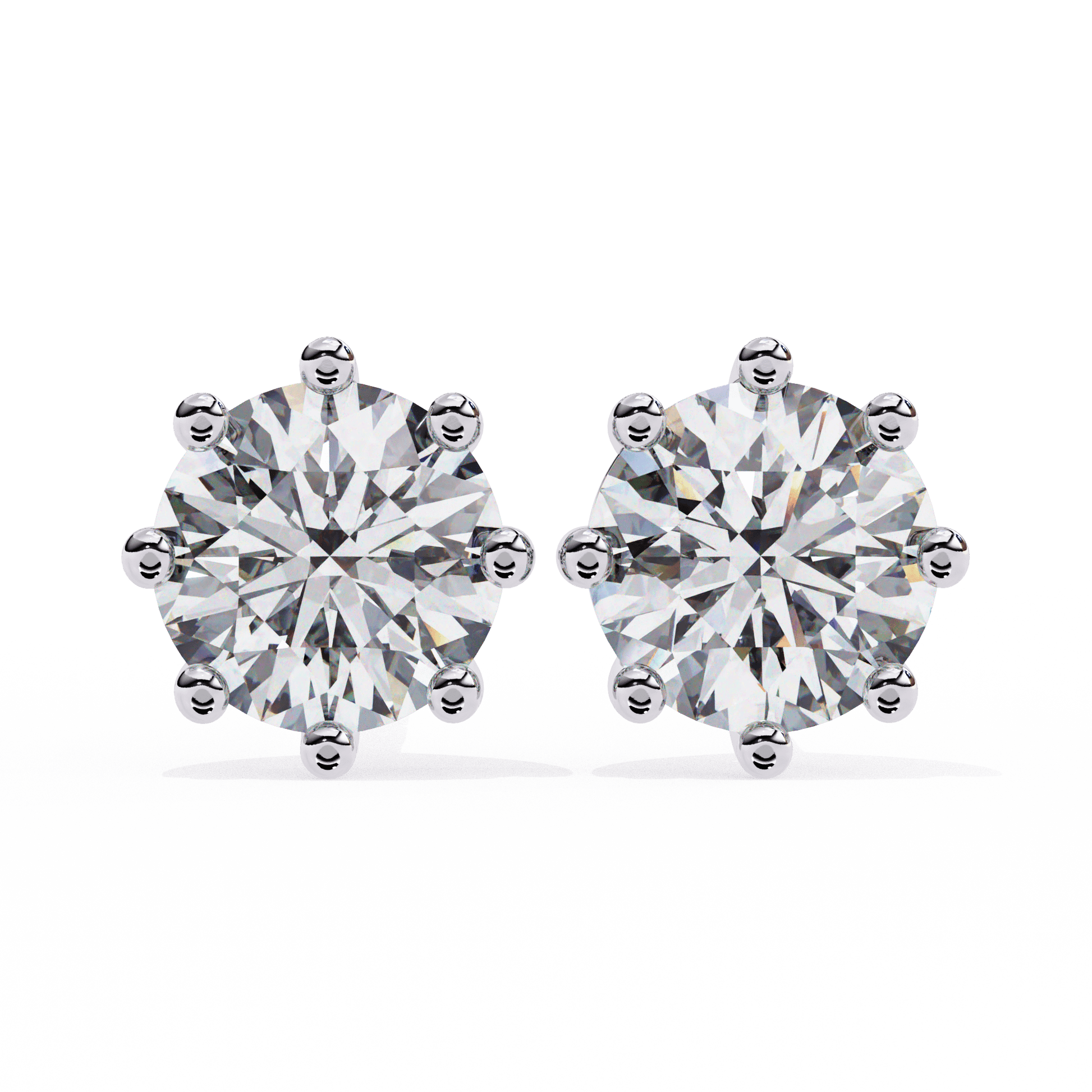 Elegant eight-prong stud earring from Carat House Dubai featuring the Angie design in polished metal.