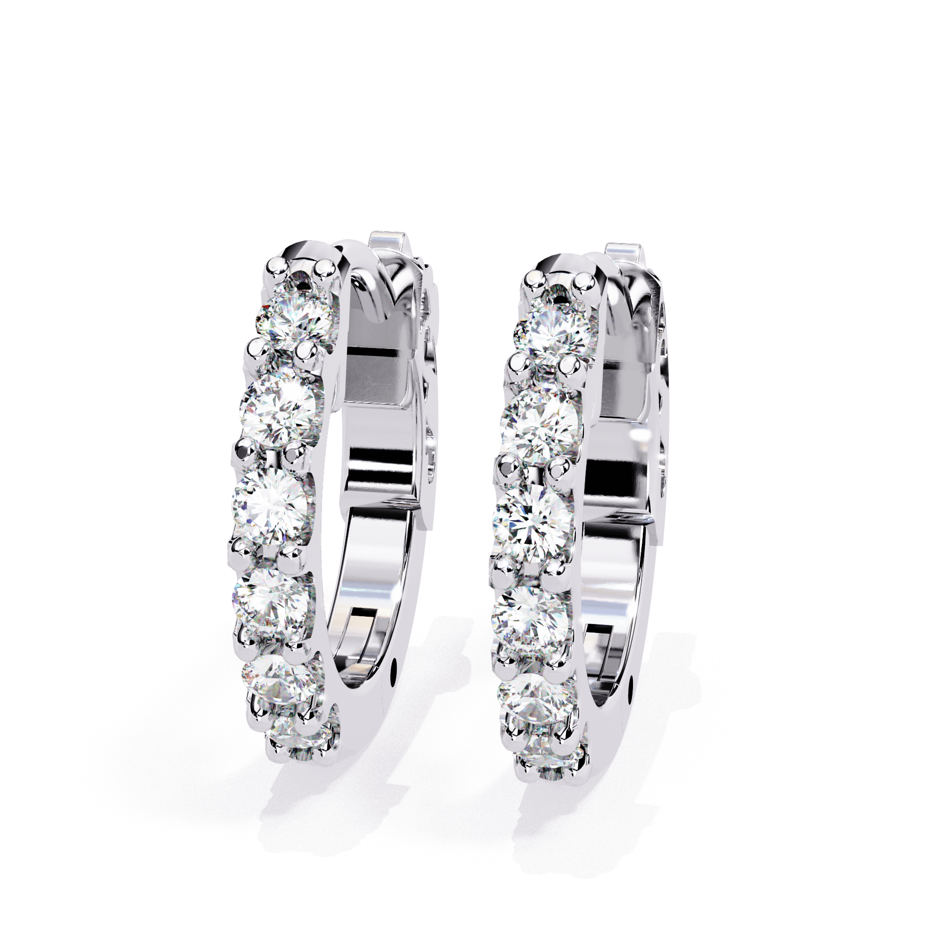 Jacqueline - Classic Round Diamond Hoop Earrings — diamond hoop earrings — lab grown diamond and natural diamond — 18k white gold and platinum — Carat House