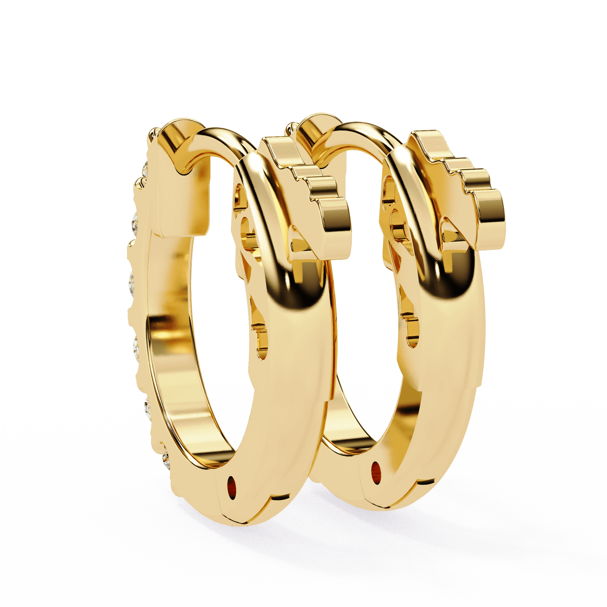 Jacqueline classic round diamond hoop earrings by Carat House Dubai featuring sparkling diamonds and sleek gold hoops.