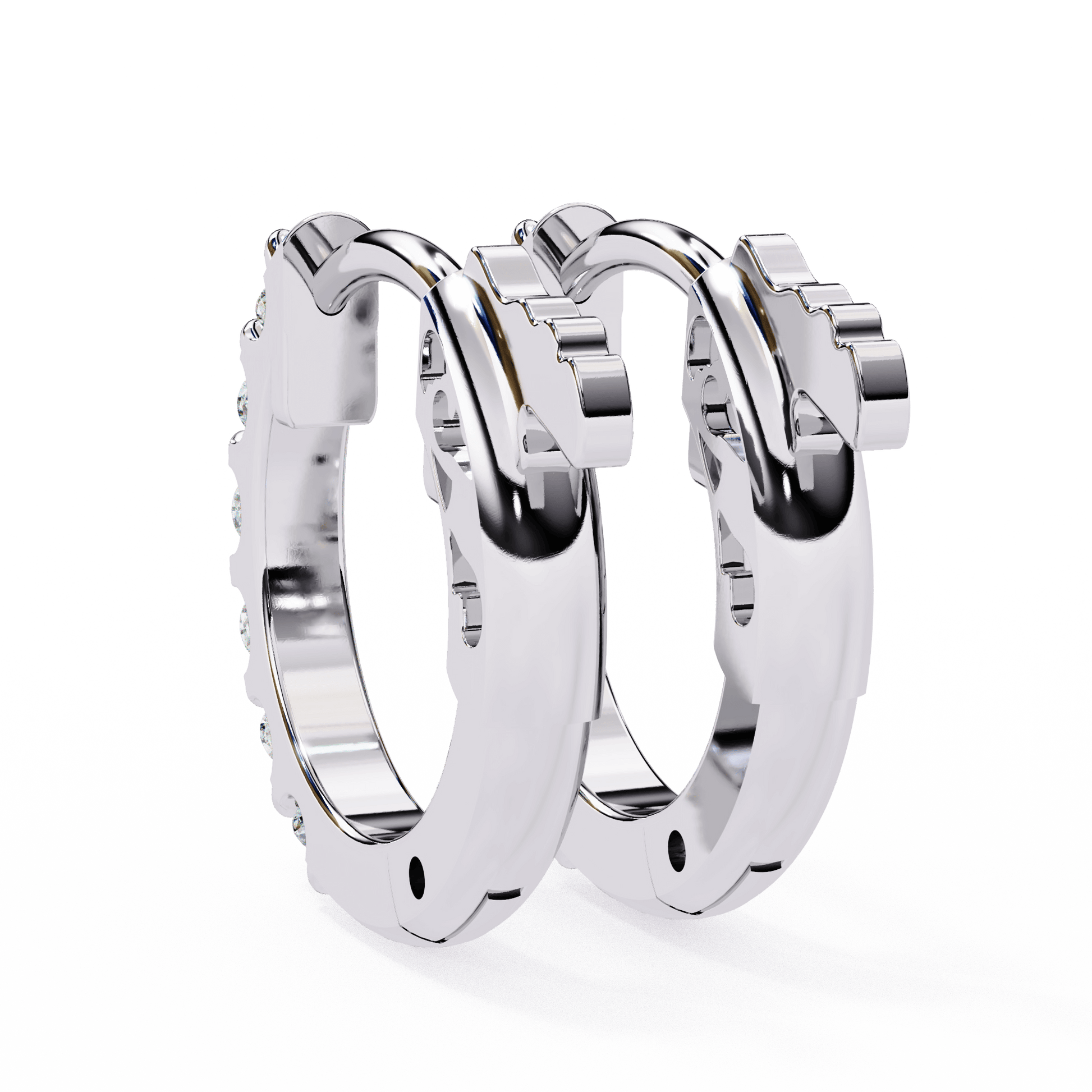 Carat House Dubai Jacqueline classic round diamond hoop earrings with sparkling diamonds and polished gold finish.