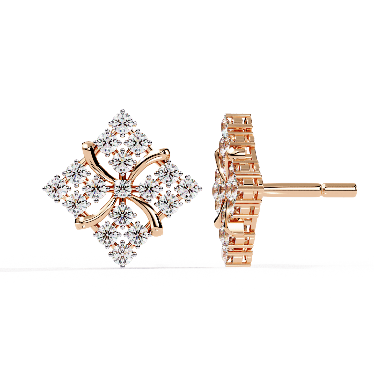 Rosa – Diamond Pavé Pinwheel Stud Earrings