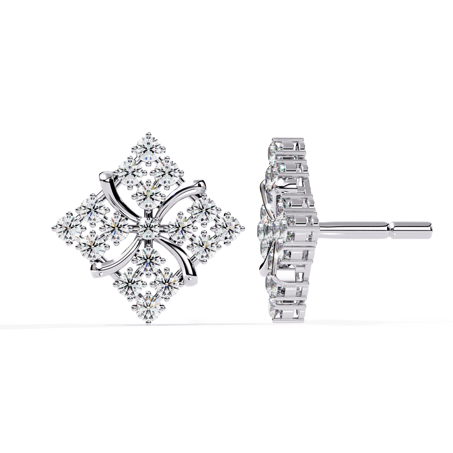 Rosa – Diamond Pavé Pinwheel Stud Earrings