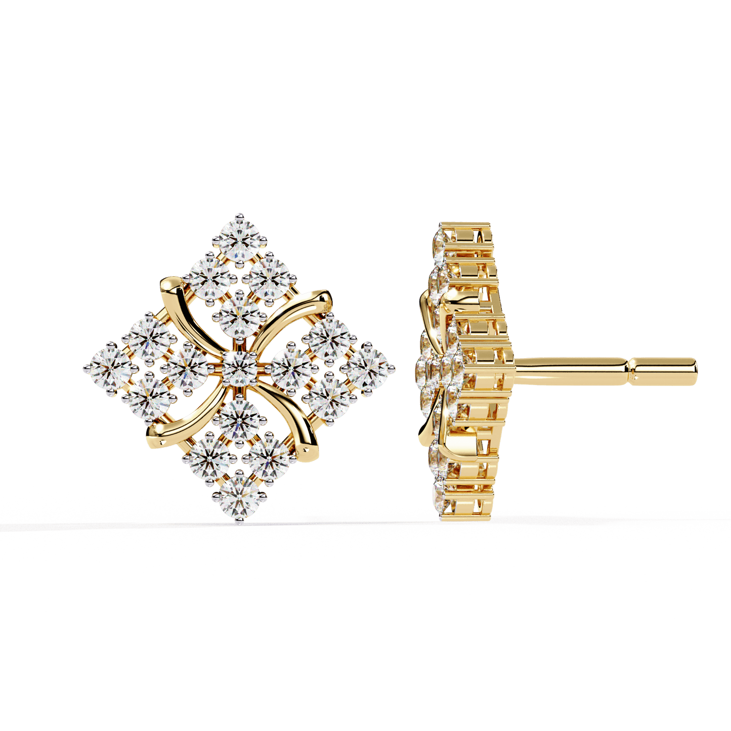 Rosa – Diamond Pavé Pinwheel Stud Earrings