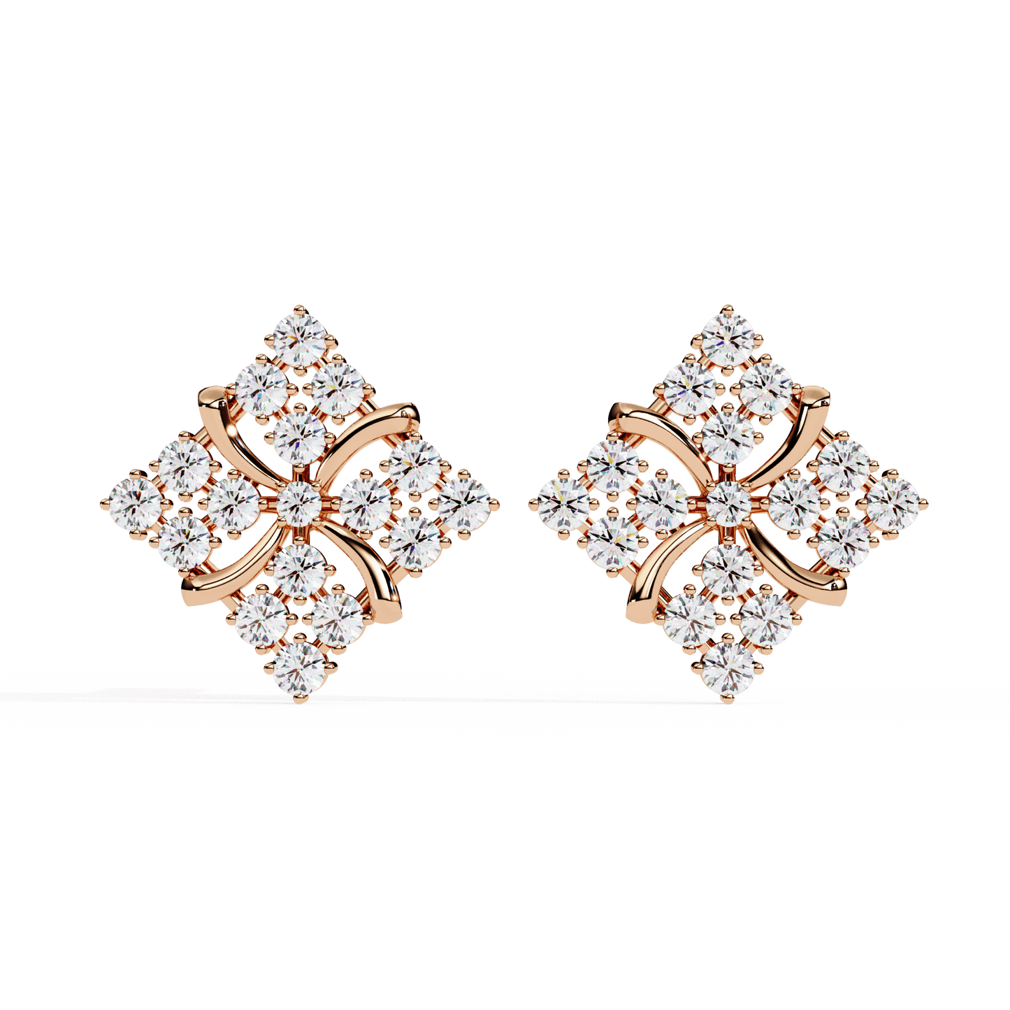 Rosa – Diamond Pavé Pinwheel Stud Earrings