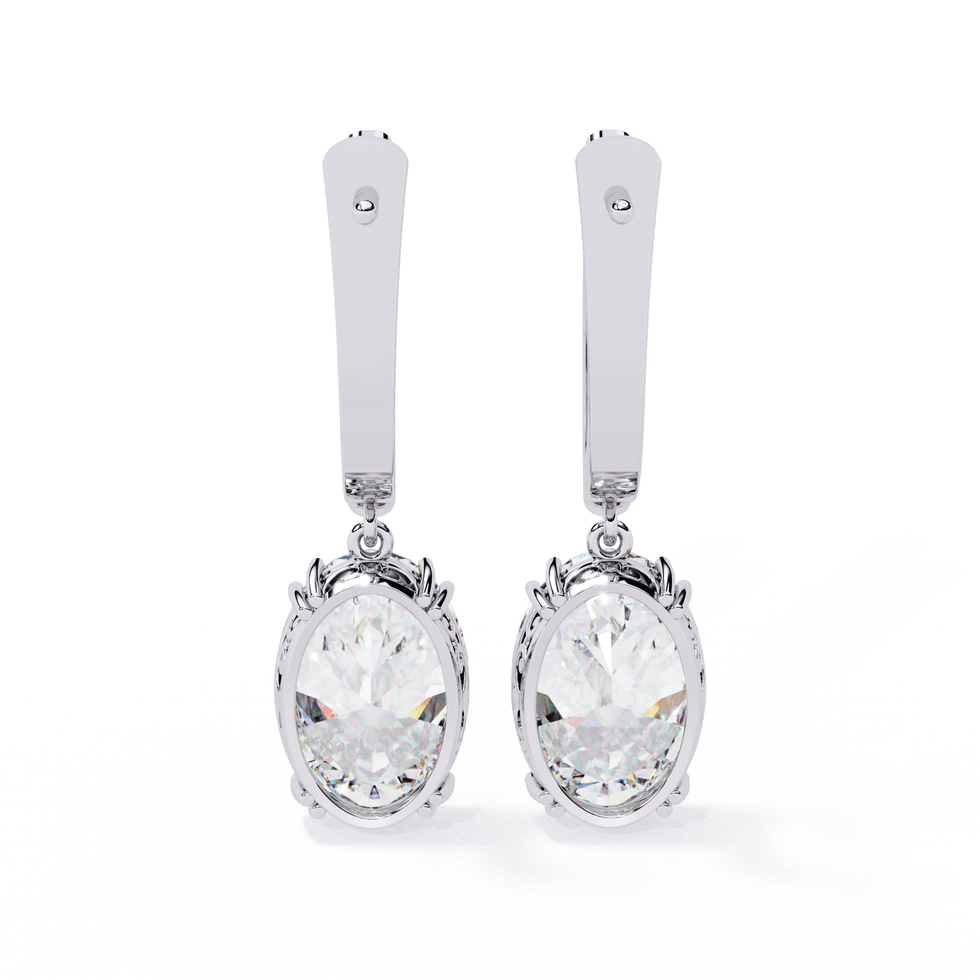 Oval-cut diamond vintage drop earrings by Carat House Dubai featuring elegant, sparkling diamond design and classic style.