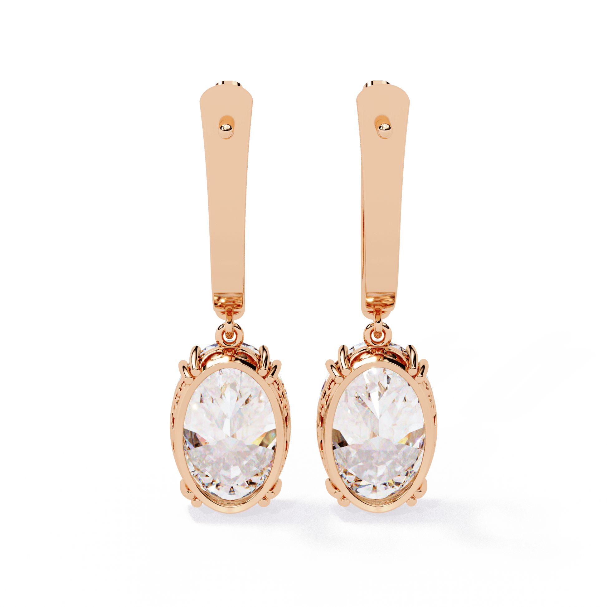 Oval-cut diamond vintage drop earrings by Carat House Dubai featuring elegant, sparkling diamond earrings with intricate design.