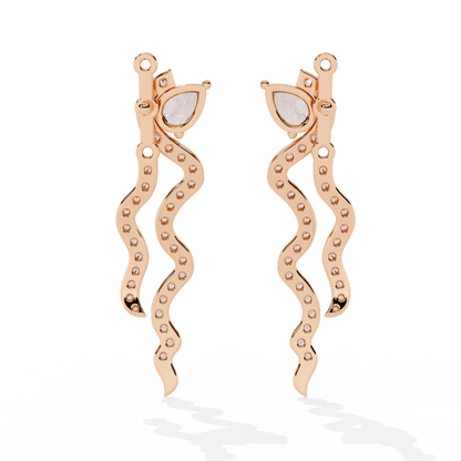 Heidi - Pear-Cut Diamond Studs with Adjustable Wave Jacket