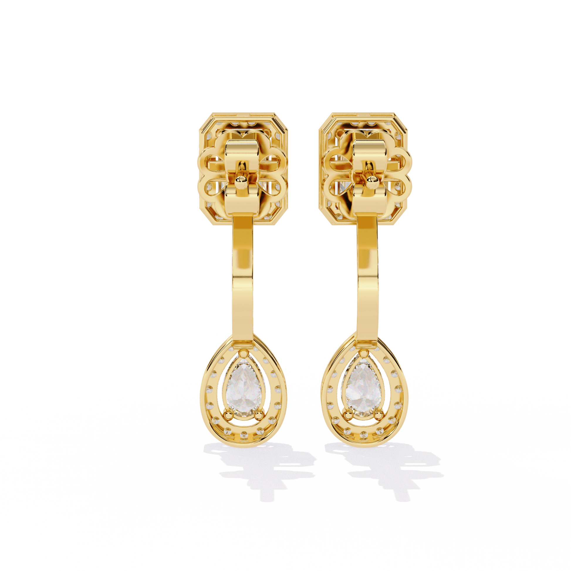 Emerald and pearl halo drop earrings by Carat House Dubai featuring elegant design and sparkling gemstones.