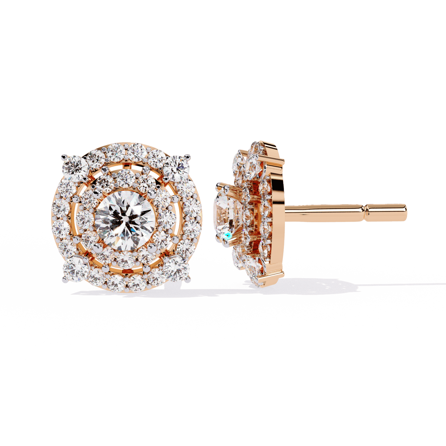 Zoya – Double Halo Round-Cut Diamond Studs